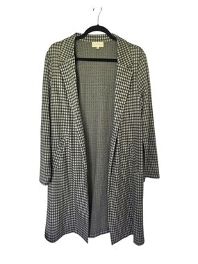 NWT Melloday Open Front Coat Sz Small Blue Green Gold Houndstooth